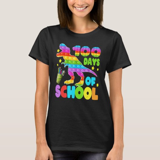 100日間の学校恐竜ポップイット先生子供服ボーイズ Tシャツ (正面)