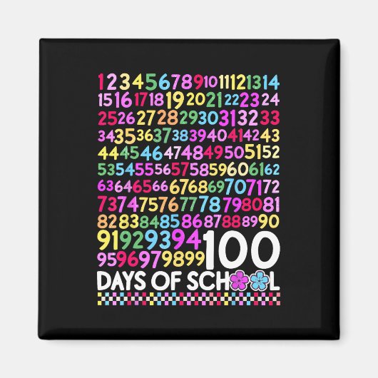 100日間の学校教師子供100日目の数学の数字 マグネット (正面)