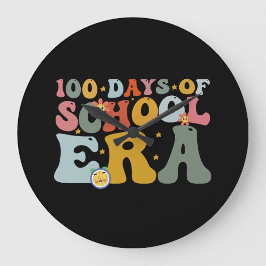 100日間の学校時代グルービー先生キッズ ラージ壁時計 (正面)