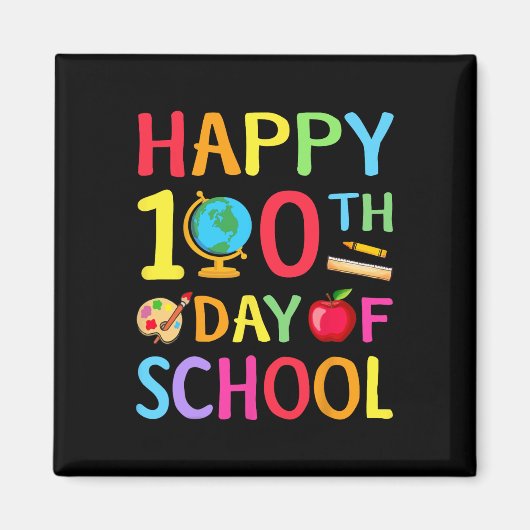 100日間の学校生活おめでとう 100日の学校生活を教える マグネット (正面)