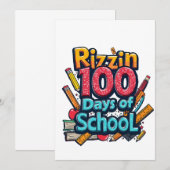 100日間の学校生活が楽しいGen Alphaらしいユーモア 招待状 (正面/裏面)