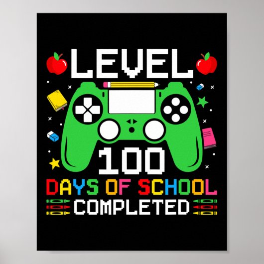100日間の学校生活が終了！ゲーマー幼児男子 ポスター (正面)