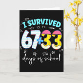 100日間の学校生活を乗り切った！教師と子供たちのユーモア カード (黄色い花)