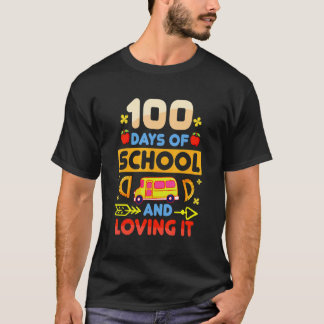 100日間の学校生活を楽しむ 面白い 生徒用 紅茶 Tシャツ