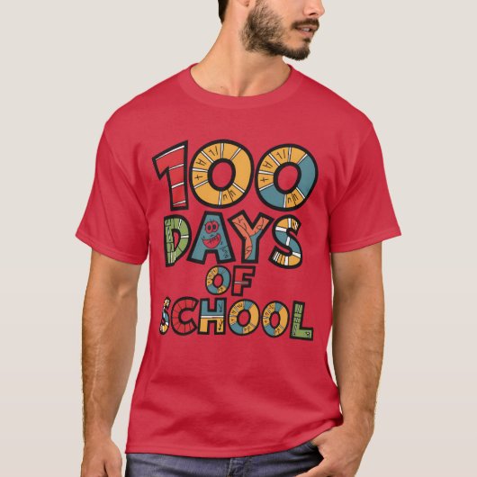 100日間の学校生活達成おめでとう r tシャツ (正面)