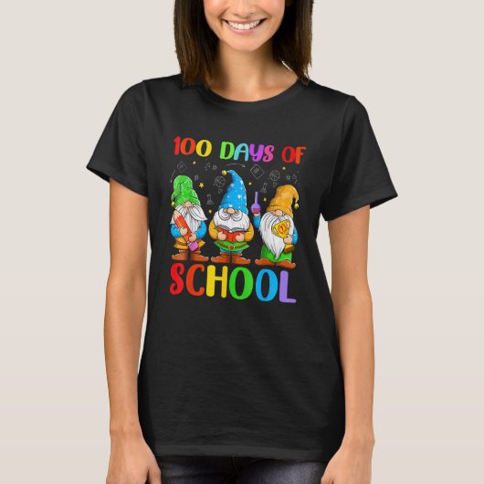 100日間の学校生活 かわいいノーム 学習 先生 Tシャツ (正面)
