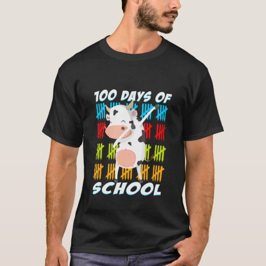 100日間の学校 ダビング牛 動物Tシャツ Tシャツ (正面)