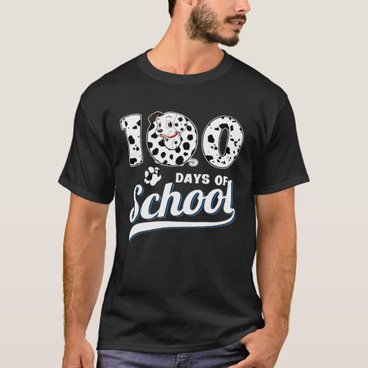 100日間の学校 ダルメシアン 犬 男の子 女の子 100日 Tシャツ (正面)