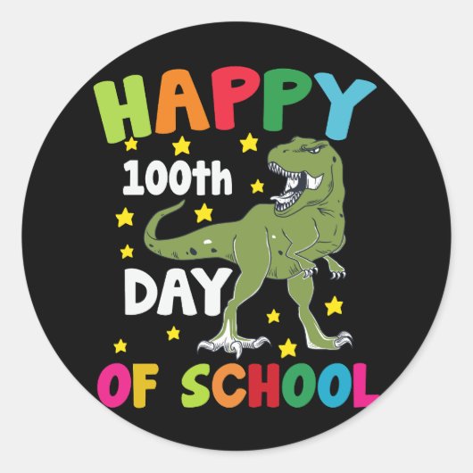 100日間の学校 ティラノサウルス 100日目の学校 ラウンドシール (正面)