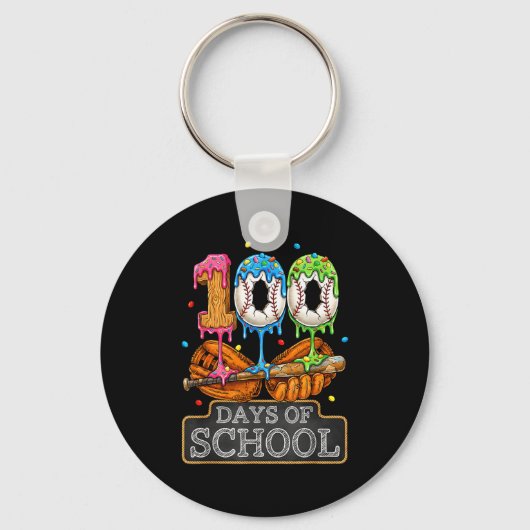 100日間の学校 野球 アイスクリーム したたり 学生 キーホルダー (正面)