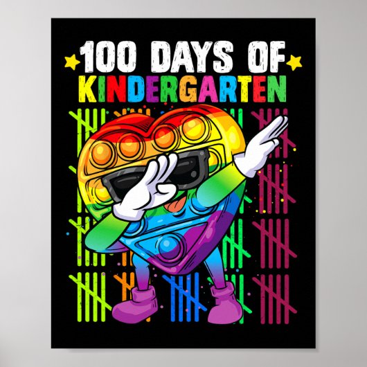 100日間の幼稚園ダンスカラフルフィジェットT ポスター (正面)