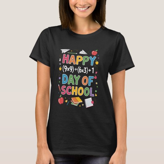 100日間の数学の解法の学生の方程式教師 Tシャツ (正面)