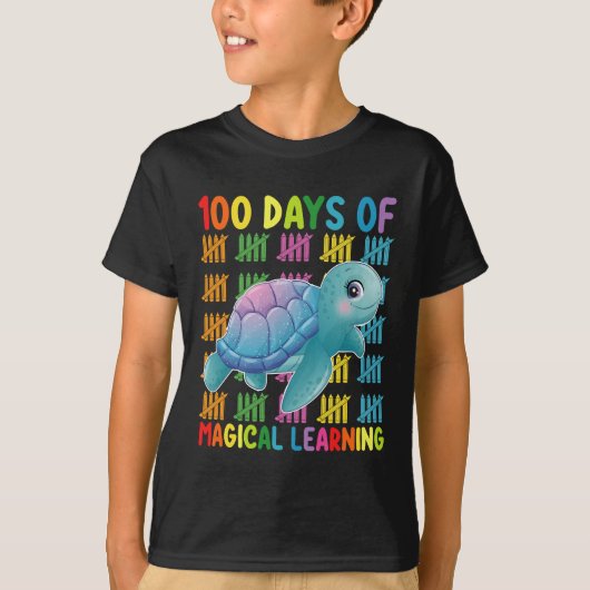 100日間の魔法の学習タートルスクール Tシャツ (正面)