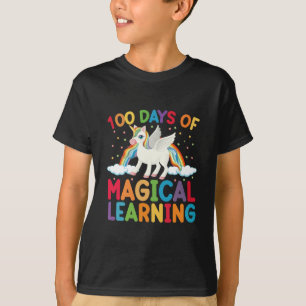 100日間の魔法の学習ユニコーン女子学生 Tシャツ