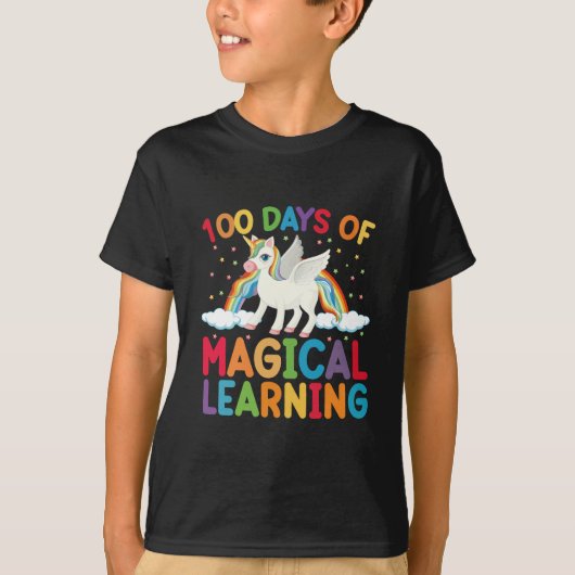 100日間の魔法の学習ユニコーン女子学生  Tシャツ (正面)
