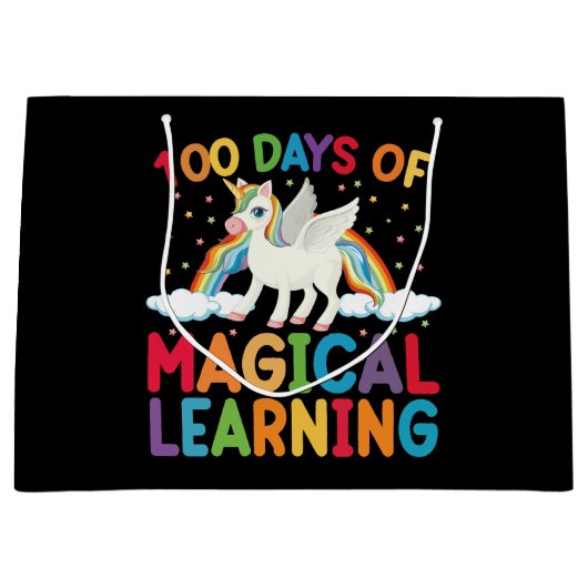 100日間の魔法の学習学校ユニコーン女子  ラージペーパーバッグ (正面)