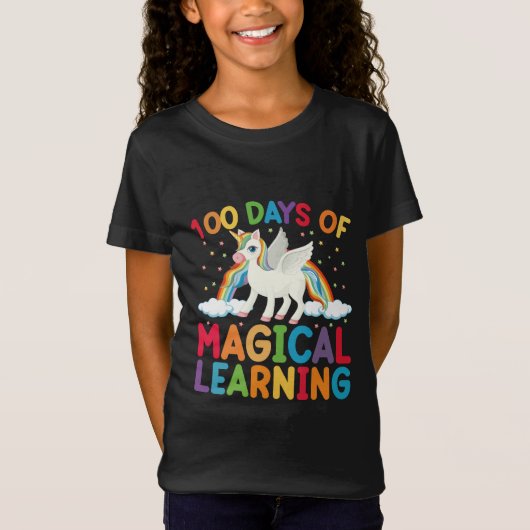 100日間の魔法の学習学校ユニコーン女子  Tシャツ (正面)