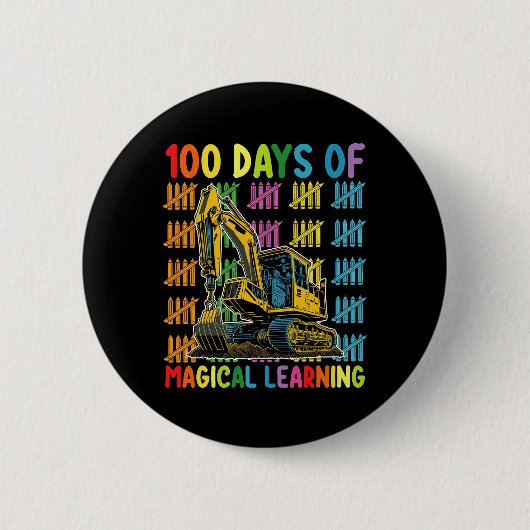 100日間の魔法の学習 ショベルカー学校 缶バッジ (正面)