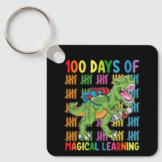 100日間の魔法の学習Tレックス恐竜スクール キーホルダー (正面)
