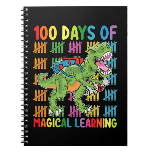 100日間の魔法の学習Tレックス恐竜スクール ノートブック (正面)