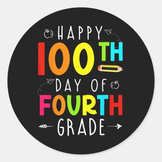 100日間の4年生 100日目の学校 T ラウンドシール (正面)