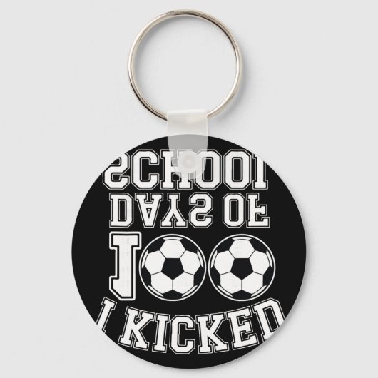 100日間学校に行ったよ 男の子 キッズ 学生 サッカー キーホルダー (正面)