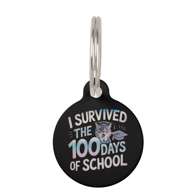 100日間学校に通ったよ - 100を祝おう ペット　ネームタグ (正面)