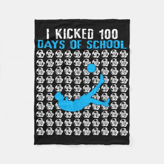 100日間学校に通った サッカー 100日目の記念日 フリースブランケット (正面)