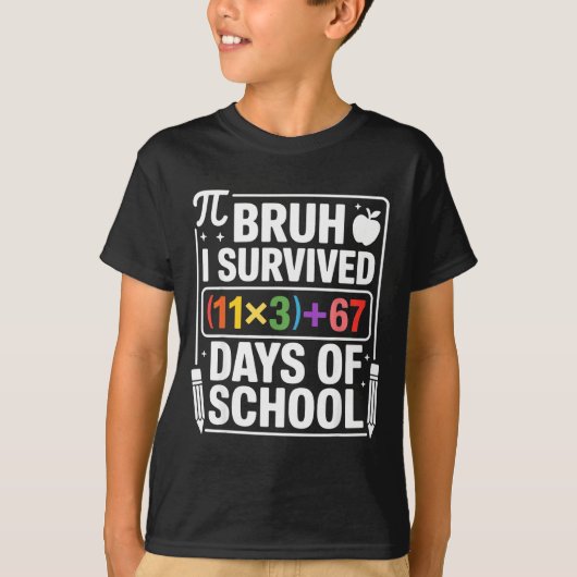 100日間学校を生き延びたってよ 数学の方程式 100 Tシャツ (正面)