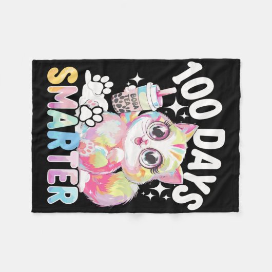 100日頭が切れるかわいい猫衣装100日目S フリースブランケット (正面(横))