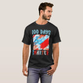 100日頭が切れるアメリカ合衆国国旗ハッピー100日 Tシャツ (正面フル)