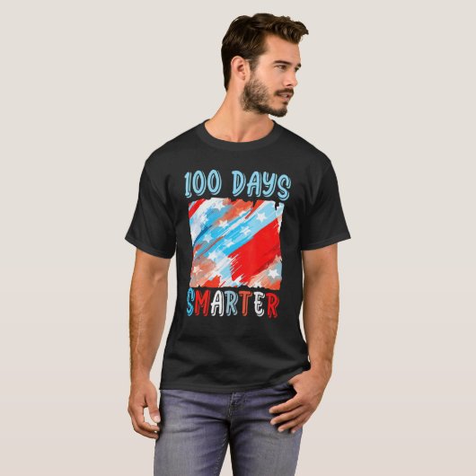 100日頭が切れるアメリカ合衆国国旗ハッピー100日 Tシャツ (正面フル)