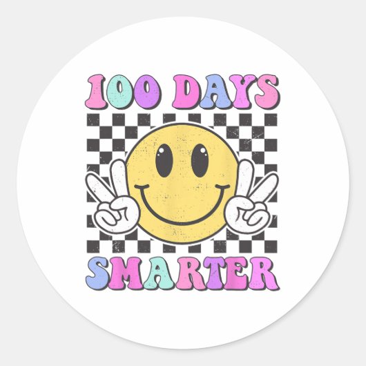 100日頭が切れるスマイル先生ボーイガール100th Day ラウンドシール (正面)