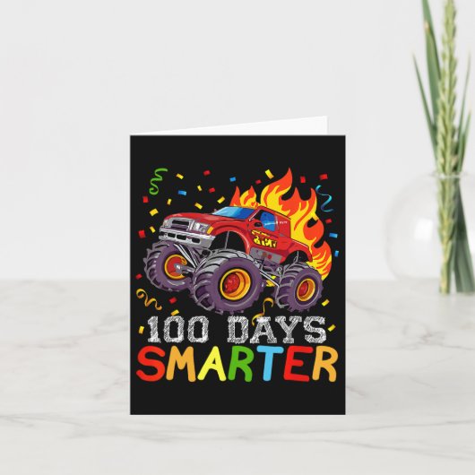 100日頭が切れるモンスタートラック学校の100日 カード (正面)