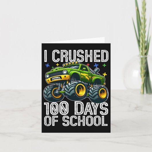 100日頭が切れるモンスタートラック学校の100日 カード (正面)