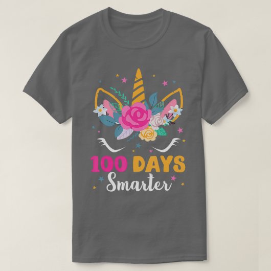 100日頭が切れるユニコーン100日の学校100 Tシャツ (デザイン正面)