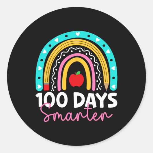 100日頭が切れる先生レインボー100th Day Of Scho ラウンドシール (正面)