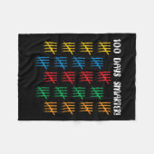 100日頭が切れる可愛い学生少年ガールズ100日 フリースブランケット (正面(横))