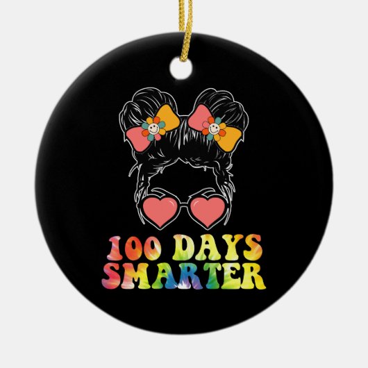 100日頭が切れる女子メッシーブンスクール絞り染め セラミックオーナメント (正面)