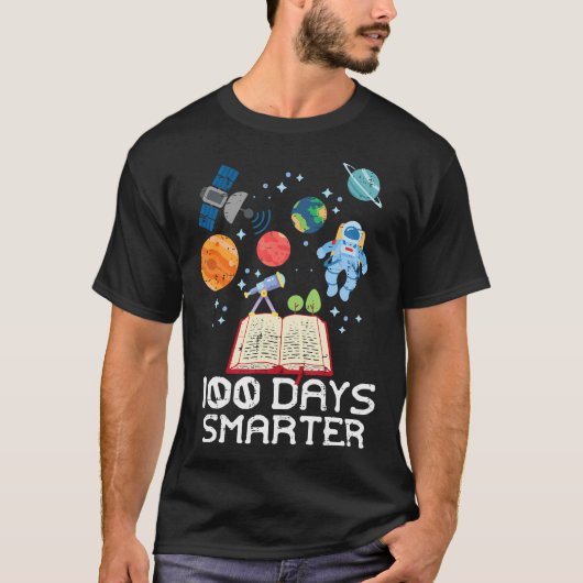 100日頭が切れる宇宙宇宙飛行士100日学校 Tシャツ (正面)
