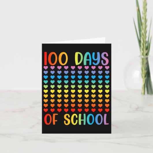 100日頭が切れる生100日の学校ハート カード (正面)