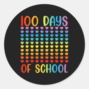 100日頭が切れる生100日の学校ハート ラウンドシール