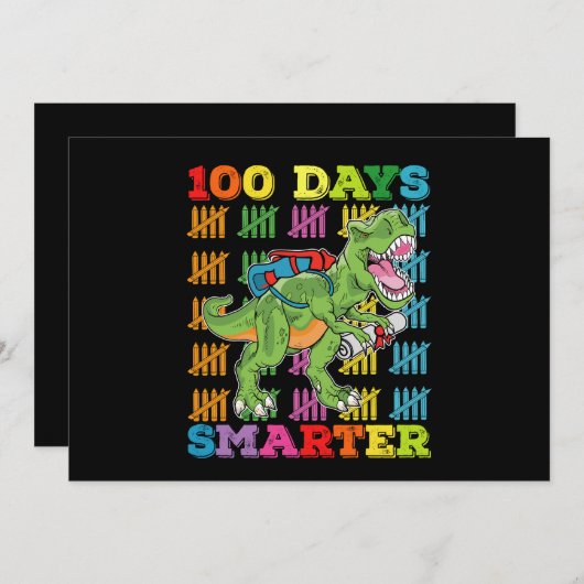 100日頭が切れるTレックス恐竜100日学校 招待状 (正面/裏面)