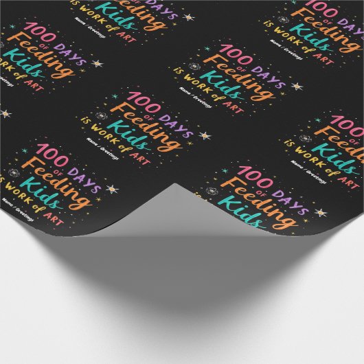 100日食べ物を与えの子どもは芸術作品である： ラッピングペーパー (角)