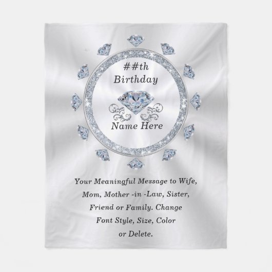 100日、75日、70日、60日の誕生日が妻に贈られる。 フリースブランケット (正面)