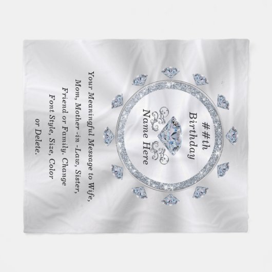 100日、75日、70日、60日の誕生日が妻に贈られる。 フリースブランケット (正面(横))