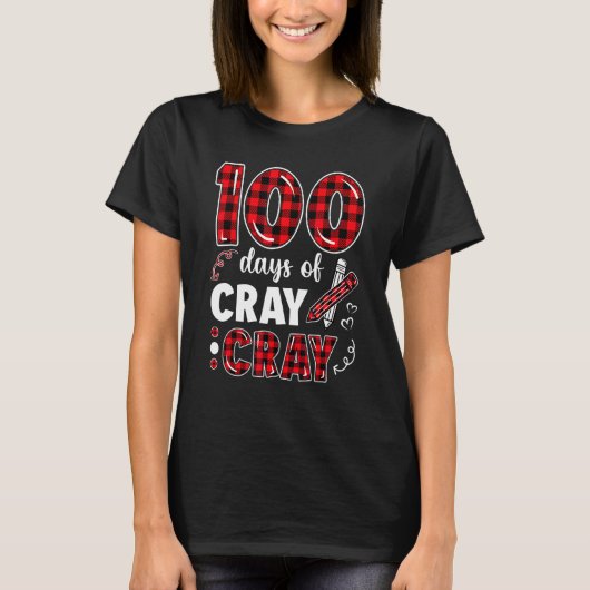 100日Cray Cray Plaid先生寿命100日目 Tシャツ (正面)