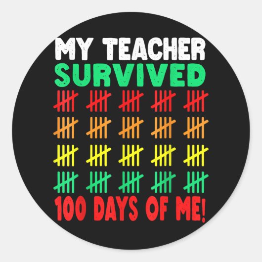 100日Tee Kids 100th Day of School Co ラウンドシール (正面)
