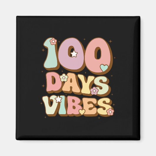 100日Vibes 100th Day Of School Groovy先生 マグネット (正面)
