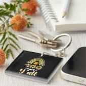 100日Y'all 100th Day Of School Leopard キーホルダー (正面右)